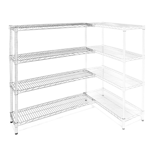 Wire Shelving Add On Kit with 4 Shelves - 18"d x 42"h