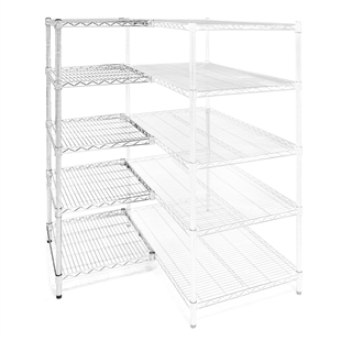 36"d x 36"w Chrome Wire Shelving Add-Ons w/ 5 Shelves