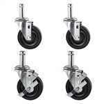 Rubber Stem Casters - 4-Pack