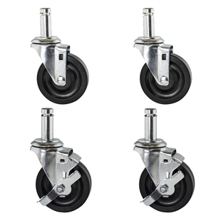 Rubber Stem Casters - 4-Pack