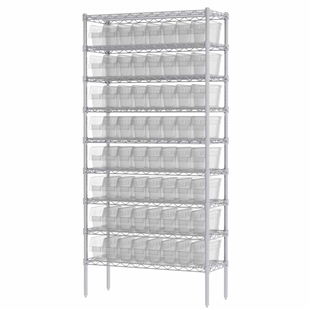 6" ShelfMax Wire Shelving Systems w/ Clear Bins