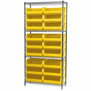 6" ShelfMax Wire Shelving Systems  w/ Yellow Bins