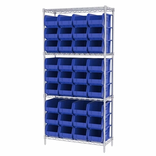 ShelfMax8 Wire Shelving System w/ Blue Bins