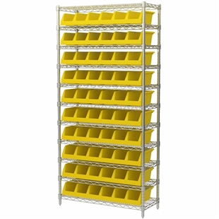 AkroBin System Bin Wire Shelving Units with Akro Bins for storage