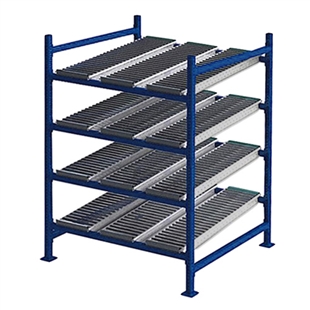 48"d x 48"w x 84"h Gravity Flow Rack w/ SpanTrack Roller Lanes