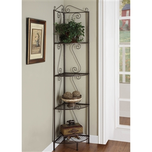 Copper Metal 70"h Corner Display Etagere