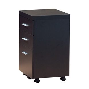 Cappuccino Hollow-Core File Cabinet On Casters
