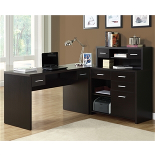 Cappuccino Hollow-Core L Shaped Home Office Desk
