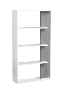 Modern 4-Shelf Bookcase - White/Gray