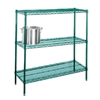 14"d Green Epoxy Wire Shelving Unit with 3 Shelves