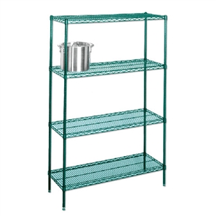 21"d Green Epoxy Wire Shelving Unit with 4 Shelves