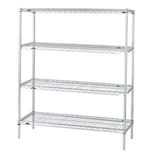 Metro QwikSlot Chrome Wire Shelving Kits w/ 4 Shelves