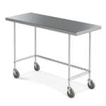 Mobile Stainless Steel Work Table w/ 3-Sided Frame