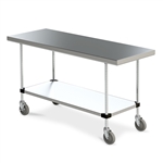 Mobile Stainless Steel Work Table w/ Bottom Shelf