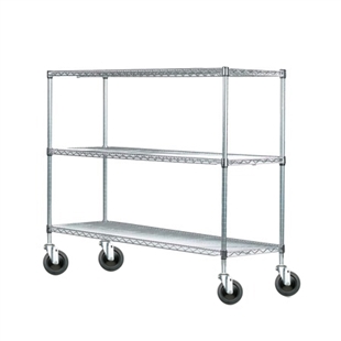 12"d Chrome Wire Carts w/ 3 Shelves