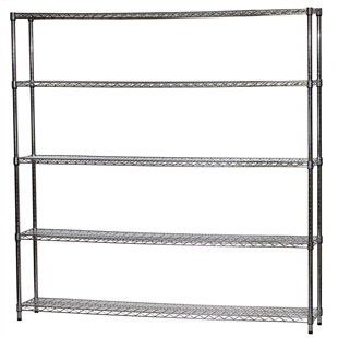 Wire Shelving Unit w/ 5 Shelves - 12"d x 72"w