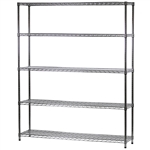 Industrial Wire Shelving Unit with 5 Shelves - 14"d x 60"w