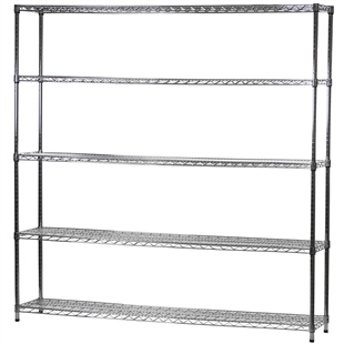 Industrial Wire Shelving Unit with 5 Shelves - 14"d x 72"w