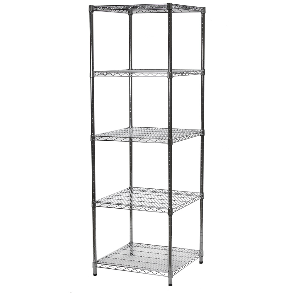 24"d x 24"w Wire Shelving Units with Five Shelves | Chrome Shelving