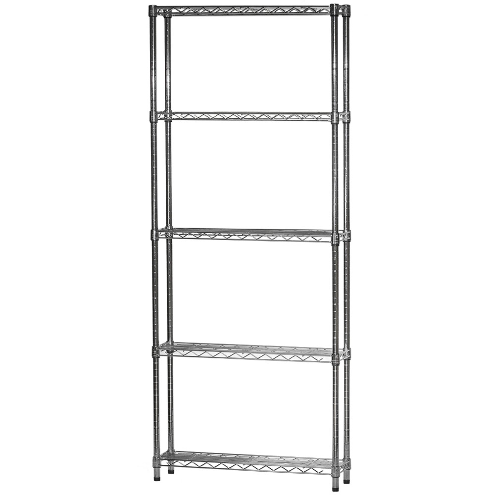 8"d x 24"w Chrome Wire Shelving Unit with 5 Shelves