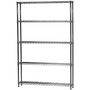 Industrial Wire Shelving Unit with 5 Shelves - 8"d x 48"w