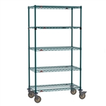 24"d x 68"h 5-Shelf Metro Super Erecta EZ-ADD Green Mobile Wire Shelving