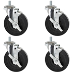 Rubber Threaded Casters - 4-Pack