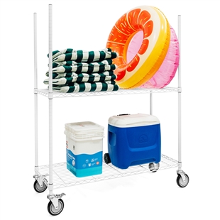 White Wire Shelving Pool Cart