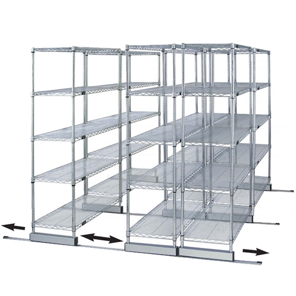 36d High-Density Mobile Wire Shelving - Double Wide