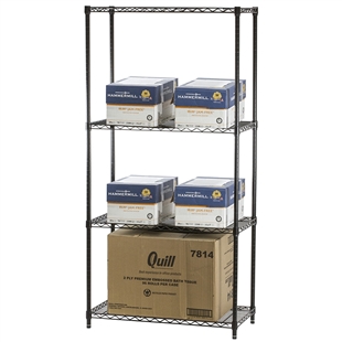 12"d x 72"h 4-Shelf Black Wire Shelving