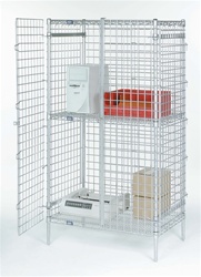 Nexel wire shelving security unit with lockable doors