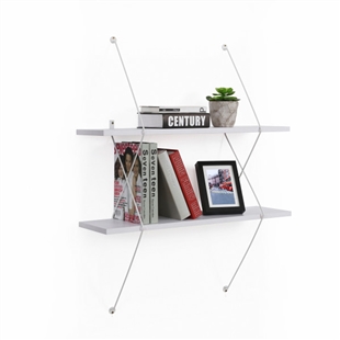 Contemporary 2-Level Shelving w/ Wire Brackets