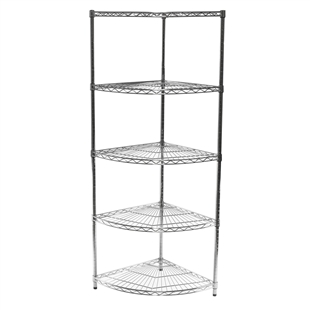 24"d Chrome Wire Radius Corner Unit w/ 5 Shelves