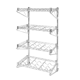 14"d 4-Shelf Chrome Wire Wall Mounted Wine Racks