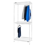 Double Hang Wire Closet Shelving w/ 3 Shelves - 24"d x 84"h