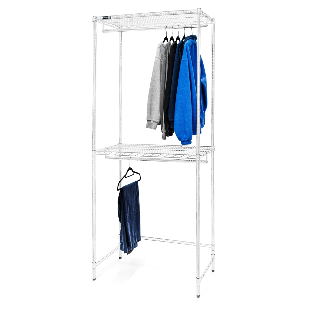 Double Closet Organizer Kit - 2 Closet Shelves & Rods - 2 End Brackets