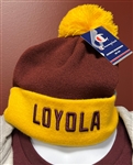 Maroon and Gold Cuffed Beanie with Pom