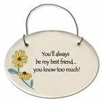 "You'll always be my best friend... you know too much!" Small Hanging Plaque