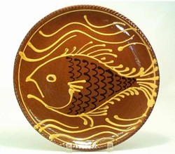 Hendersons Redware Pottery Fish and Waves Plate