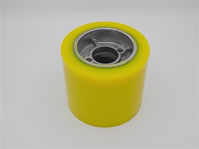 4" WIDE POLYURETHANE POWER FEEDER WHEEL YELLOW 60 DURO