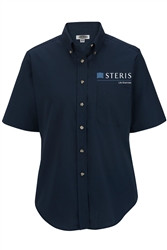 Ladies Navy Short Sleeve Poplin Shirt