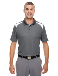 Men's Grey and White Under Armour Colorblock Polo CLOSEOUT