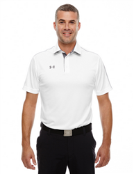 Men's White Under Armour Corporate Tech Polo CLOSEOUT