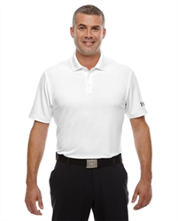Men's White Under Armour Corporate Tech Polo CLOSEOUT