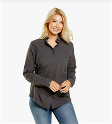 Womens's Iron Gray Influencer 4-Way Stretch Solid Woven Shirt CLOSEOUT