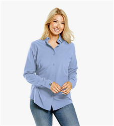 Women's Oxford Blue Influencer 4-Way Stretch Solid Woven Shirt CLOSEOUT