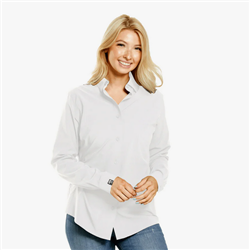 Women's White Influencer 4-Way Stretch Solid Woven Shirt  CLOSEOUT