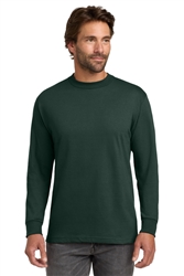 Hanes Deep Forest Green 100% Cotton Long Sleeve T-Shirt CLOSEOUT