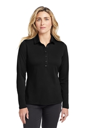 Women's Black Nike Long Sleeve Dri-Fit Stretch Tech Polo CLOSEOUT
