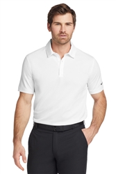 White Nike Dri-Fit Solid Icon Pique Modern Fit Polo CLOSEOUT